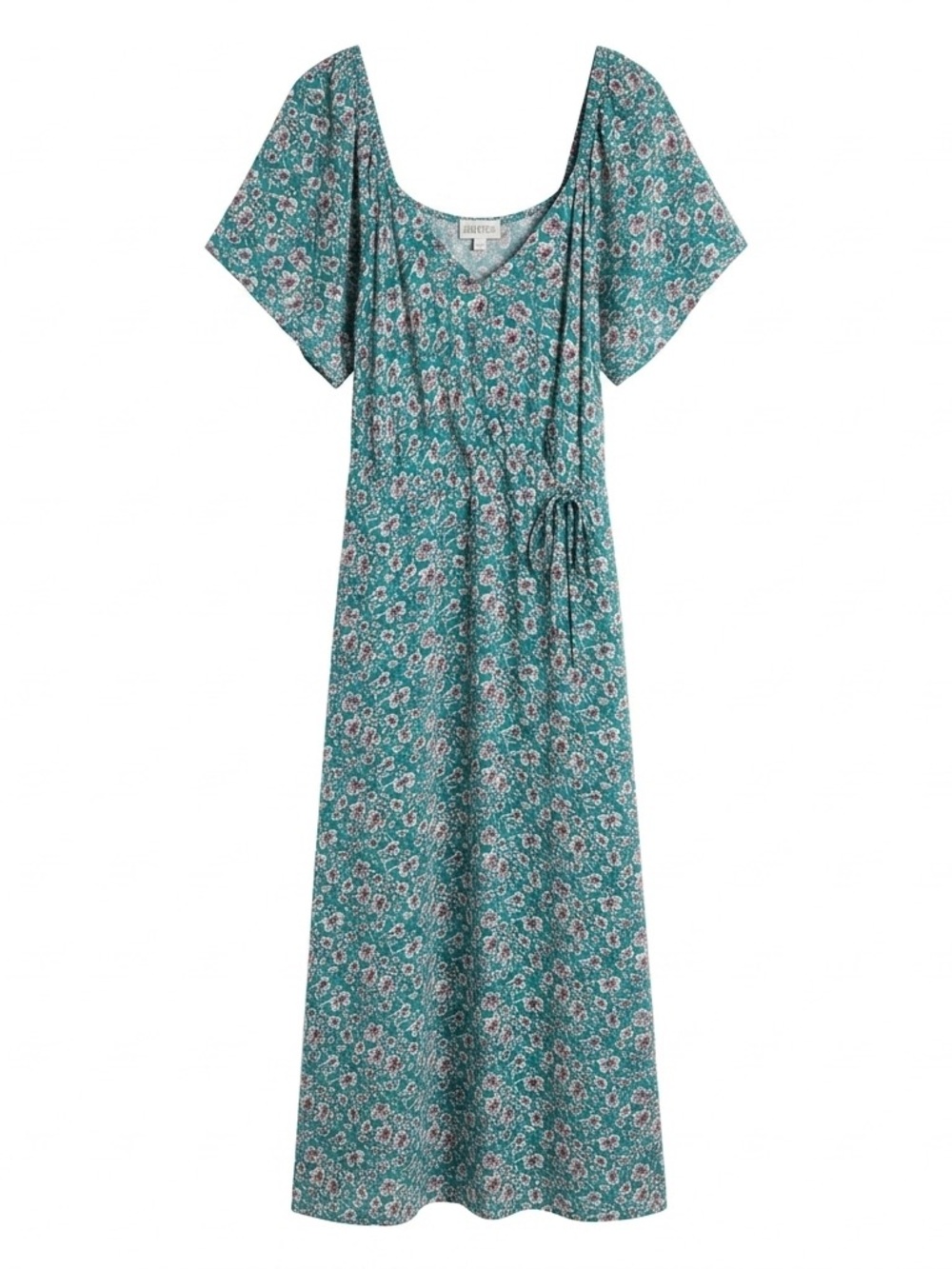 Floral Scoop Neck Teal Dress
